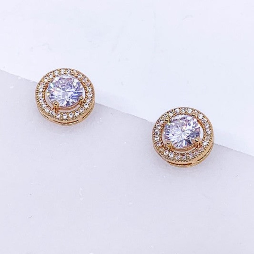 Diamond CZ Halo Earrings